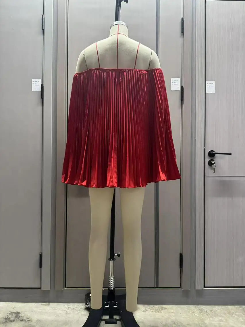 Glimmer Drape One Shoulder Shorts Set