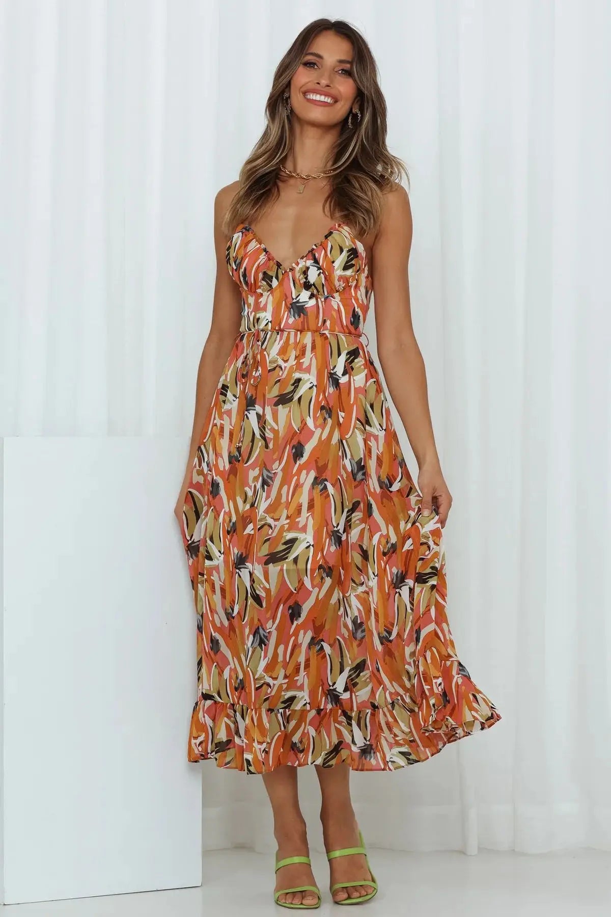 Summer Printed V-Neck Dress