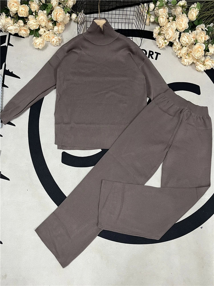 Knitted Turtleneck 2-Piece Tracksuit