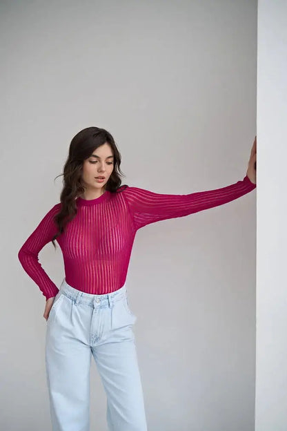 Luxe Sheer Striped Mesh Party Top