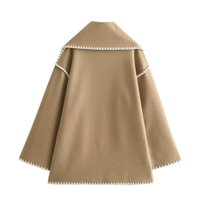 Cozy Weave Scarf Splice Wool Coat