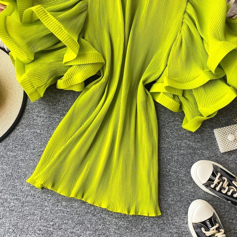 Flutter Grace Pleated Chiffon Blouse