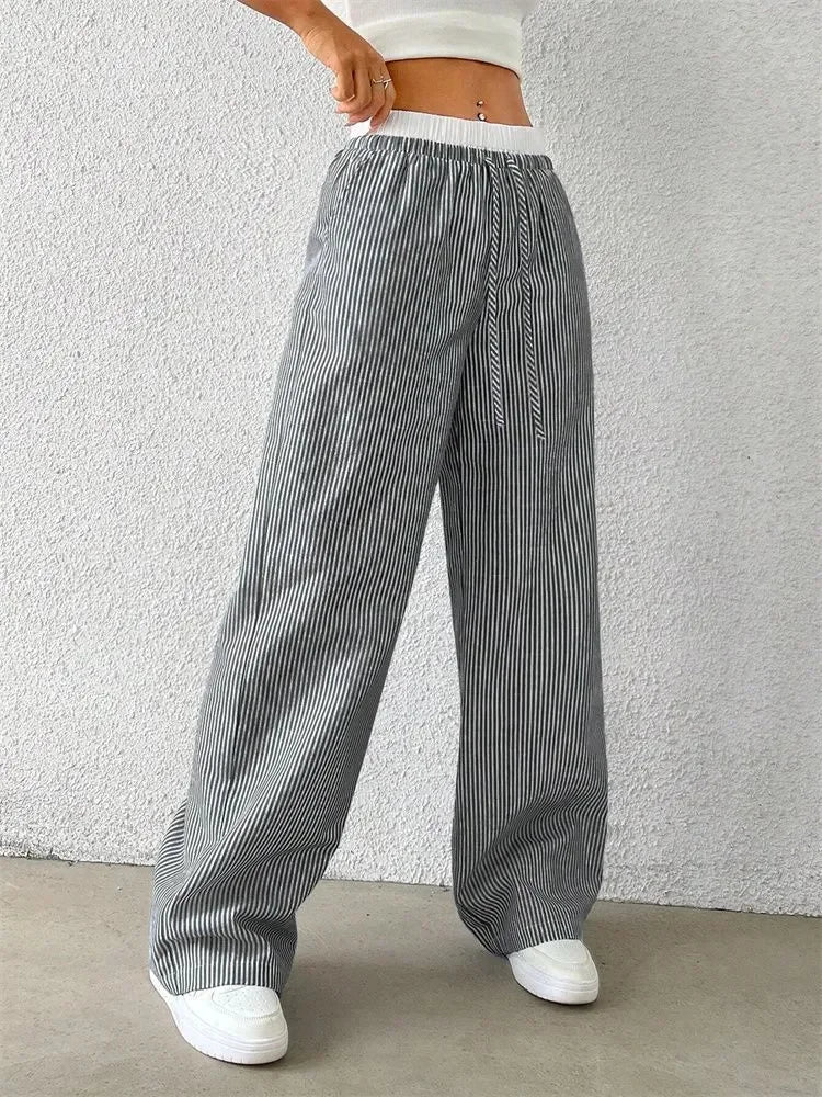 Striped Wide Leg Woven Pants