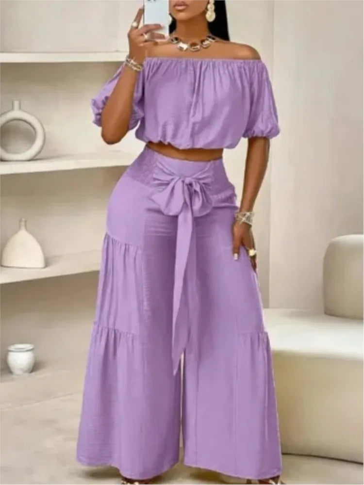 Luxe Curve One-Shoulder Pants Set