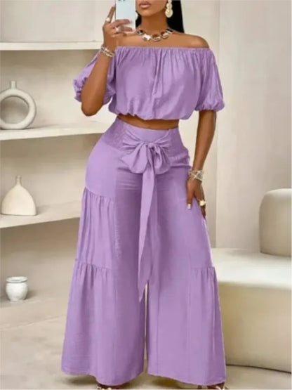 Luxe Curve One-Shoulder Pants Set