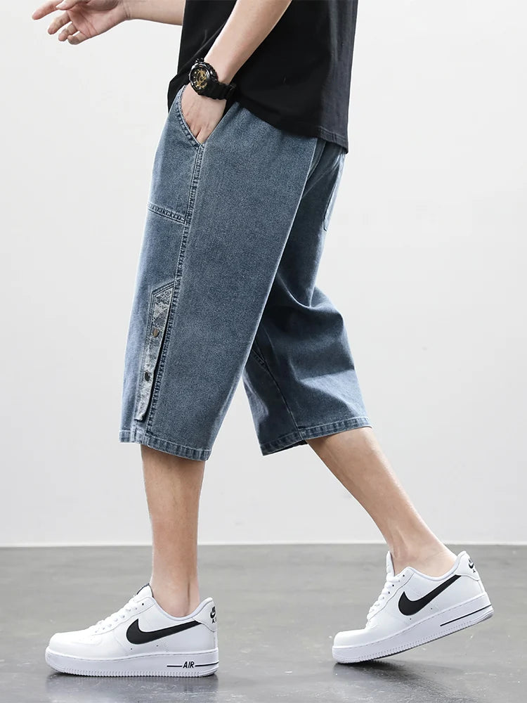 Men’s Washed Denim Capri Shorts