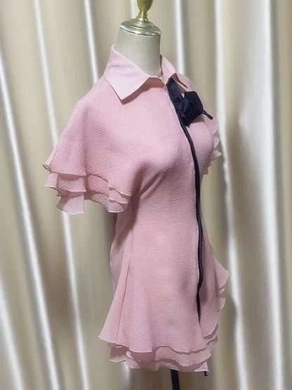 Butterfly Bloom Contrast A-Line Dress