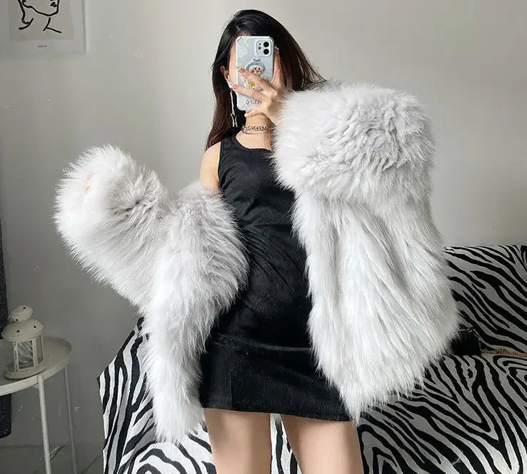 Fur Mist Hooded Splice Jacket
