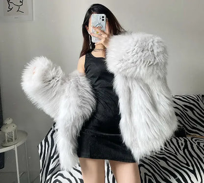 Fur Mist Hooded Splice Jacket