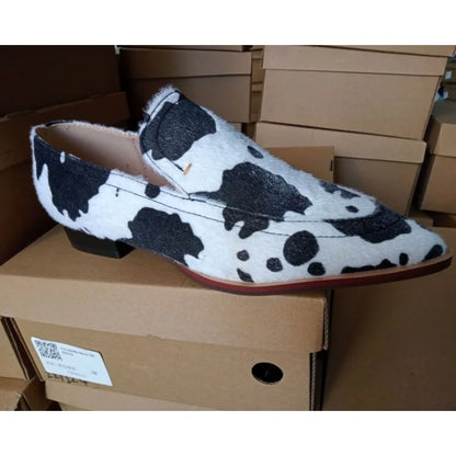Stylish Cowhide Pointed Toe Loafers