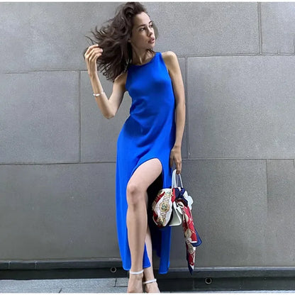 SculptKnit Sleeveless Split Midi Dress