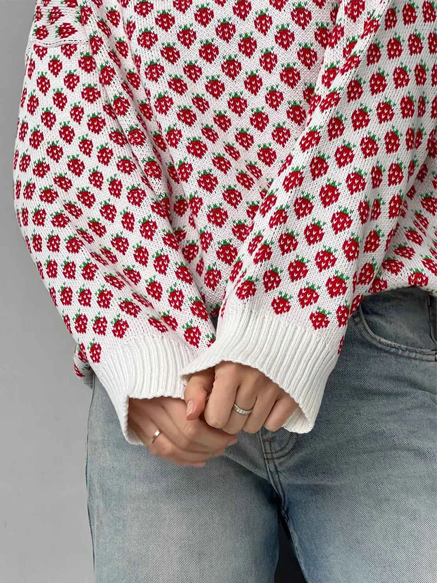 Cozy Strawberry Knit Sweater