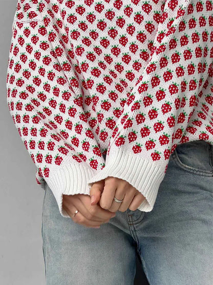 Cozy Strawberry Knit Sweater