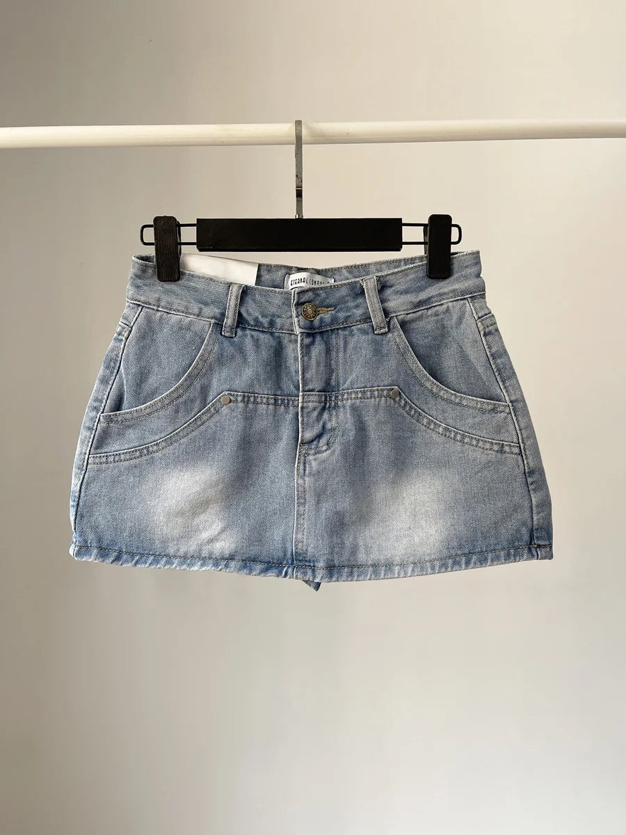 High Waist Denim Mini Skirt