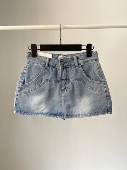 High Waist Denim Mini Skirt