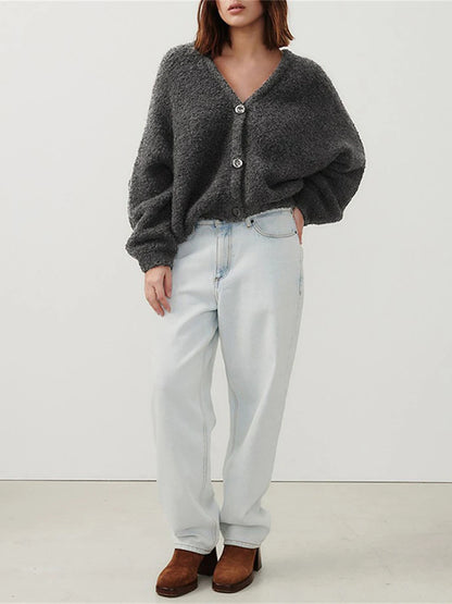 Cozy Vibe Fuzzy Button-Up Cardigan