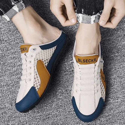 Breathable PU Leather Mesh Slides