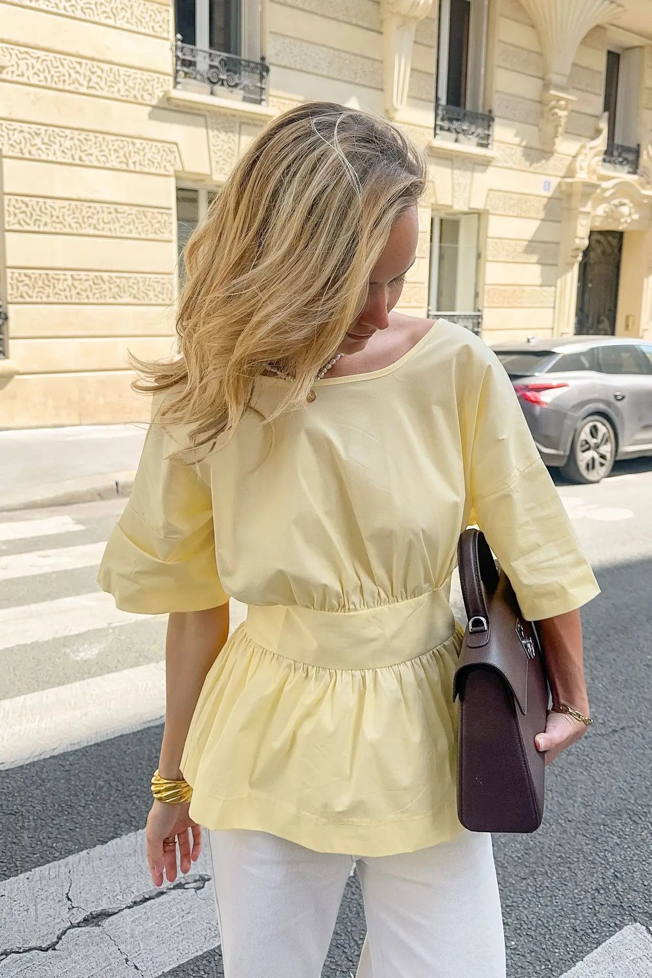 Chic Bow Backless Pleated Top