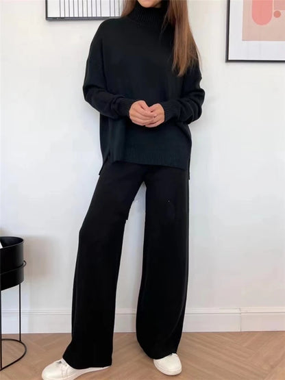 Knitted Turtleneck 2-Piece Tracksuit