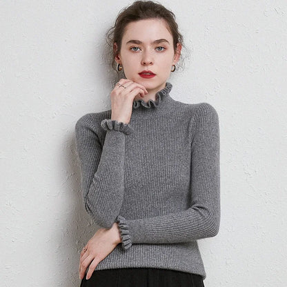 Cinched Turtleneck Knit Sweater