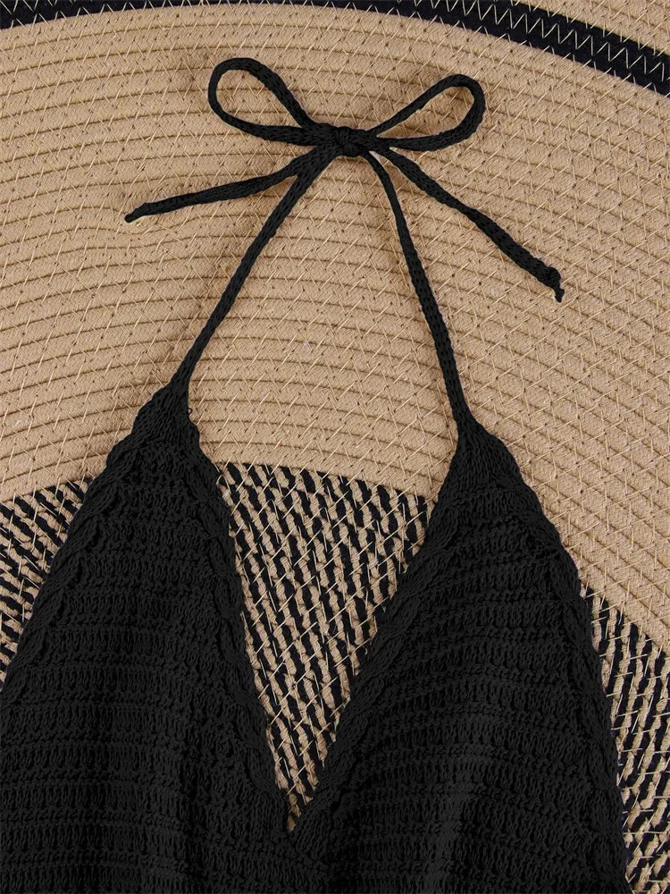 Knit Halter Cross-Strap Mini Dress