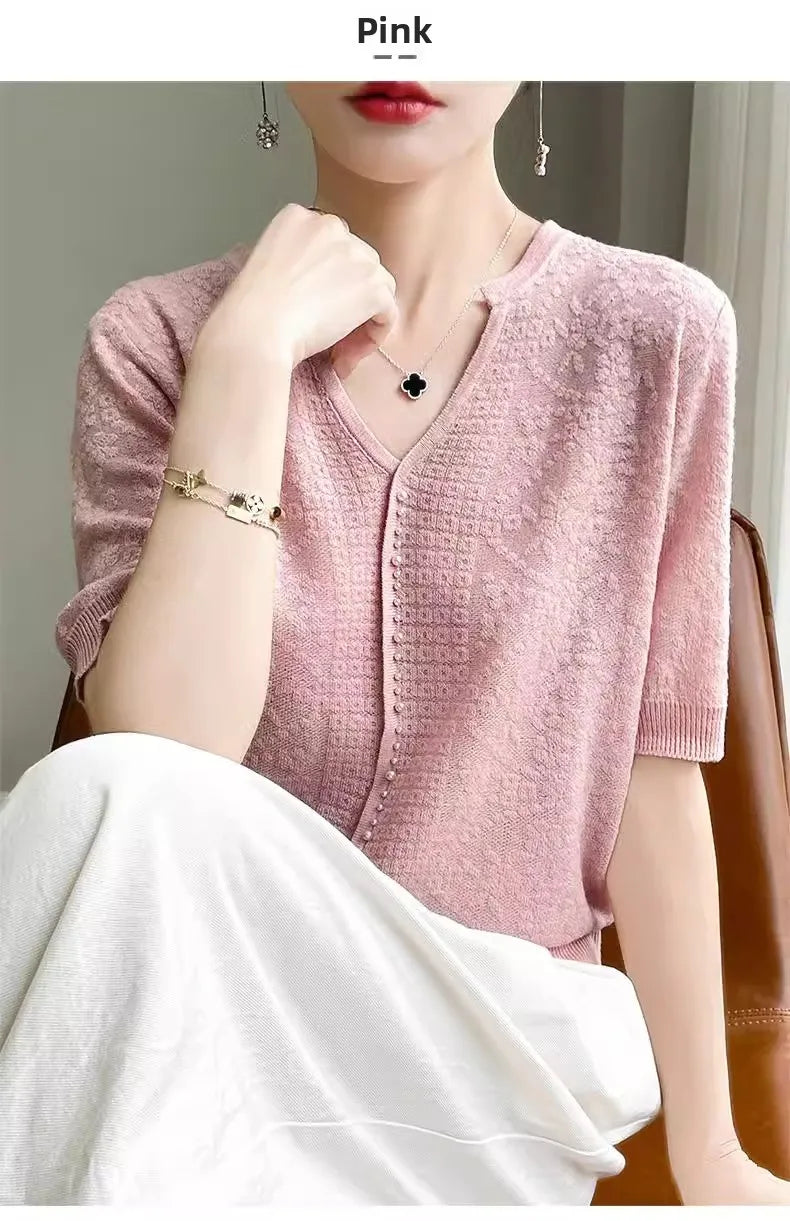 V-Neck Knitted Summer Top