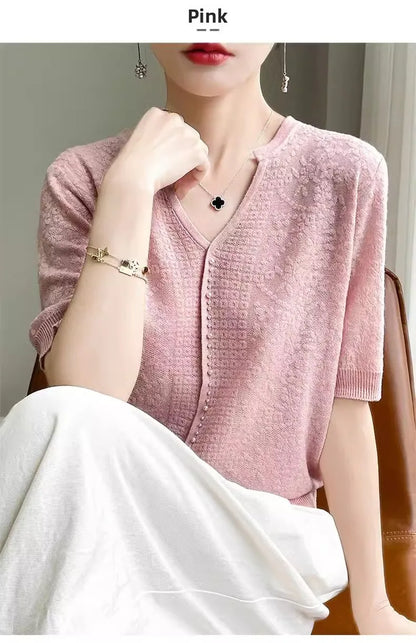 V-Neck Knitted Summer Top