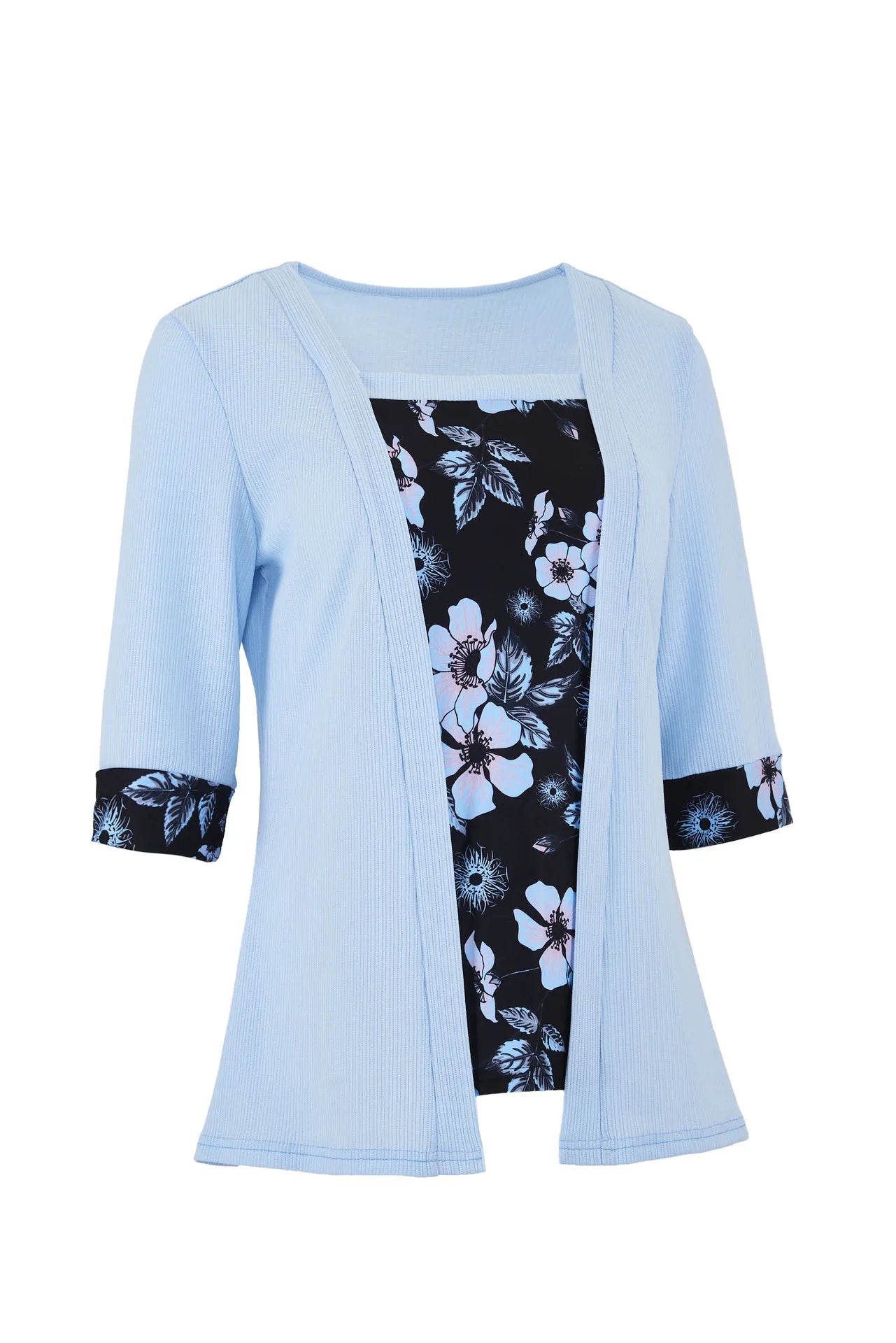 Layered Bloom Splice Casual Top