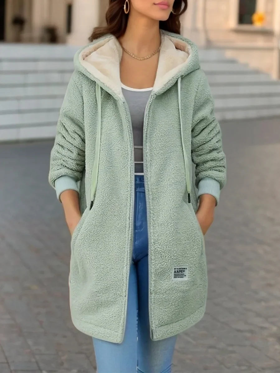 Women’s Fluffy Spring Hoodie Coat — Warm, Trendy & Casual