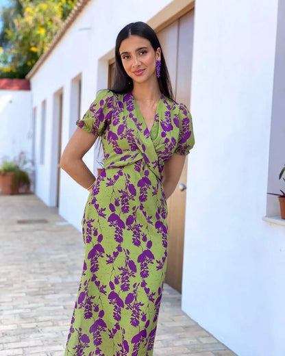 Women's Boho Floral V-Neck Dress