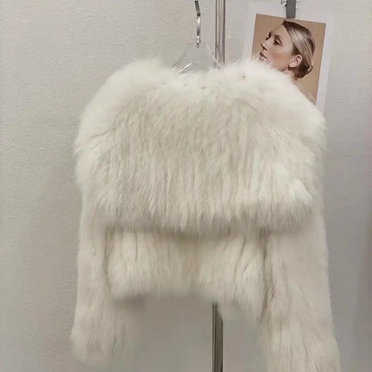 Navy Collar Faux Fur Jacket