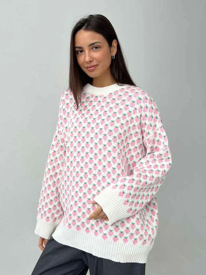 Cozy Strawberry Knit Sweater