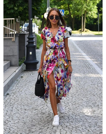 Boho Floral V-neck Maxi Dress