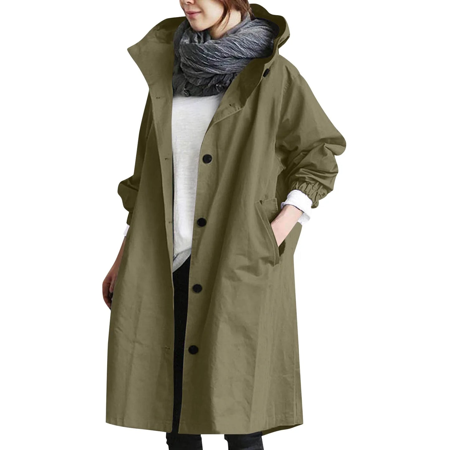 Women’s Long Hooded Trench Coat