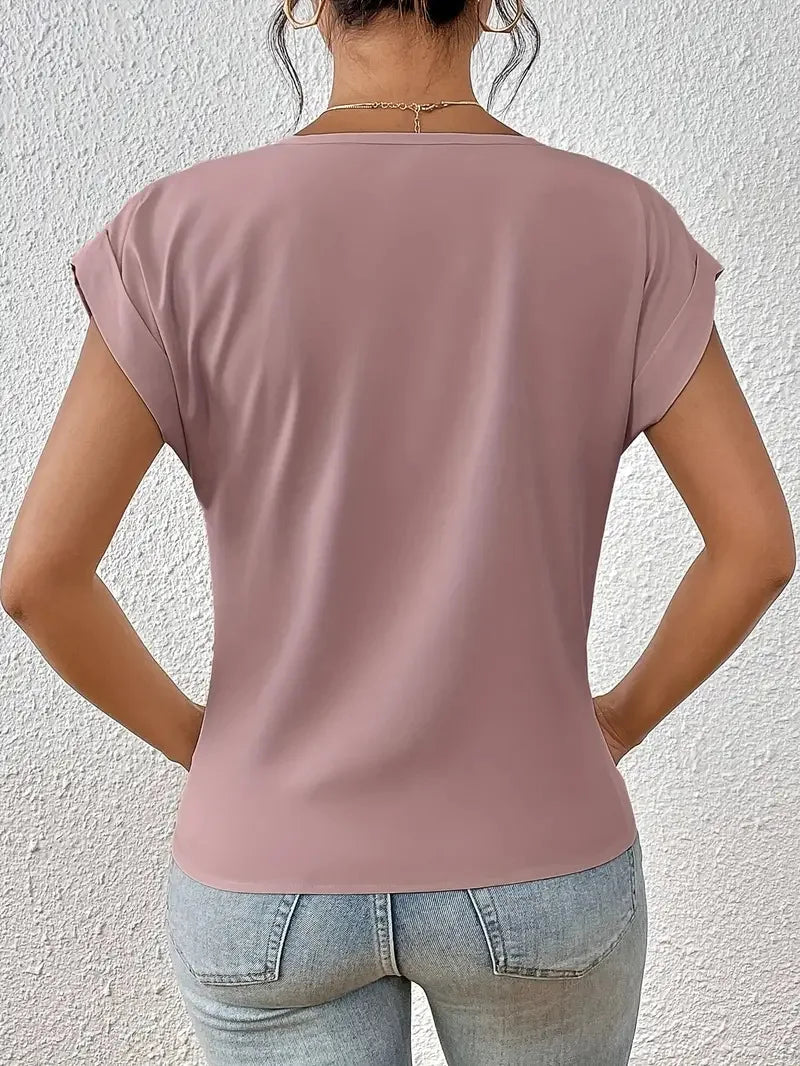 Irregular Knot V-Neck Tee