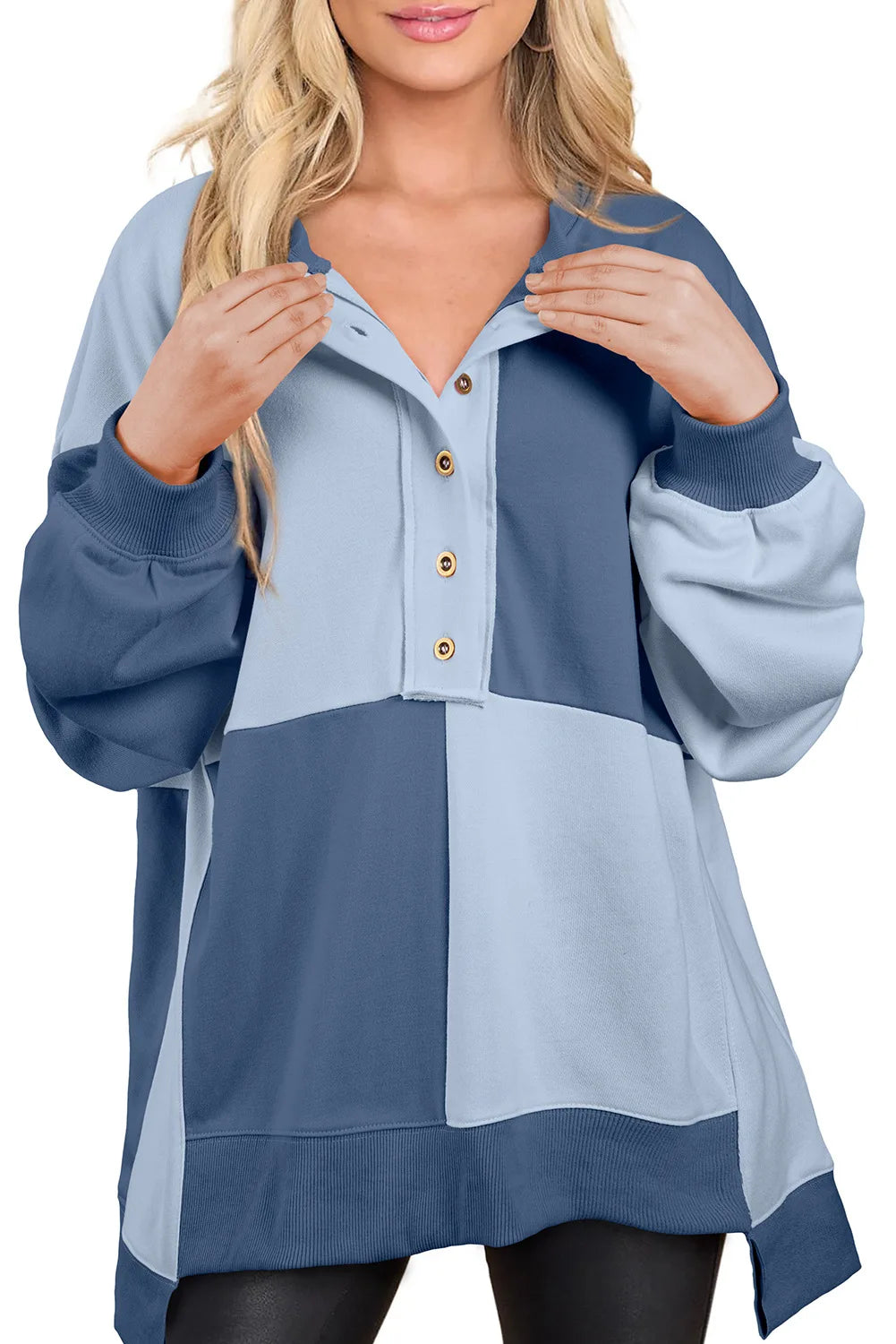 Trendy Contrast Buckle Sweatshirt