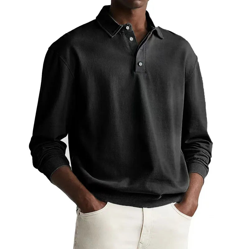 Men’s Long Sleeve Business Casual Cotton Polo