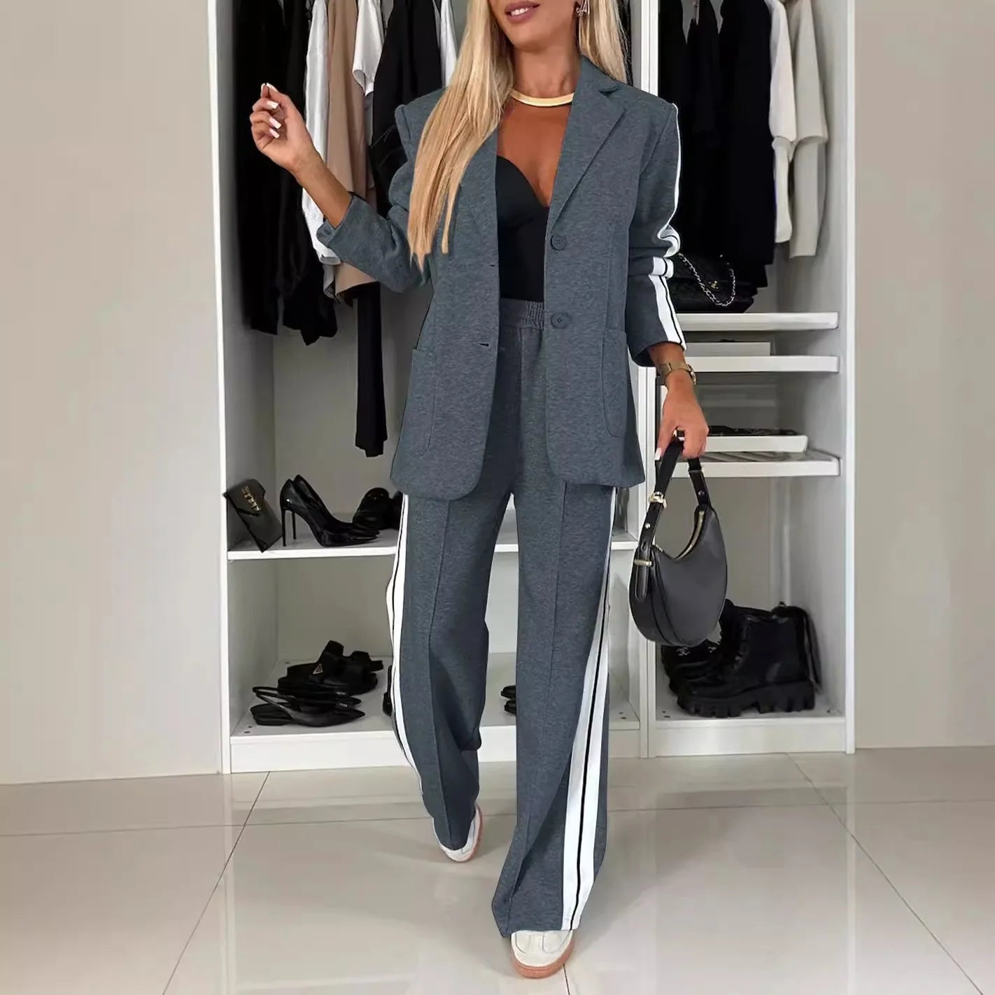 Stylish Blazer Two-Piece Suit Set