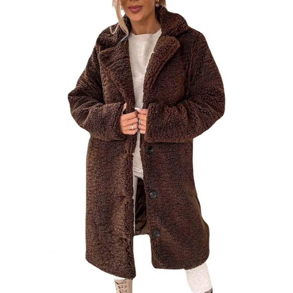 Long Plush Windproof Trench Coat