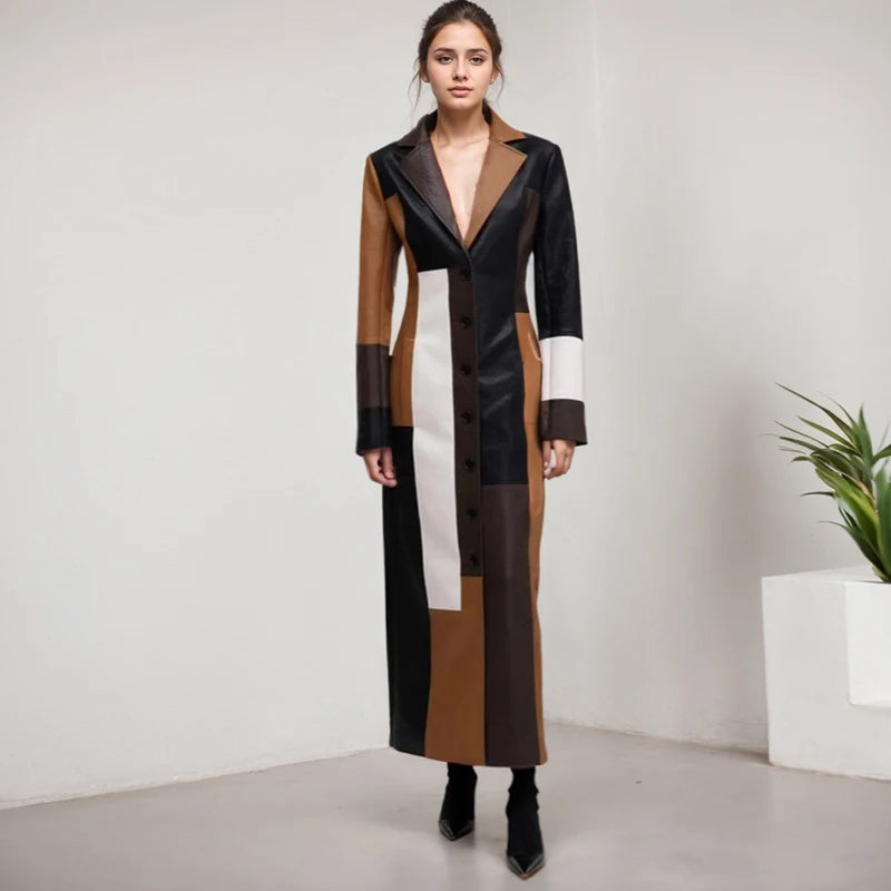 Vintage Style V Neck Long Jacket