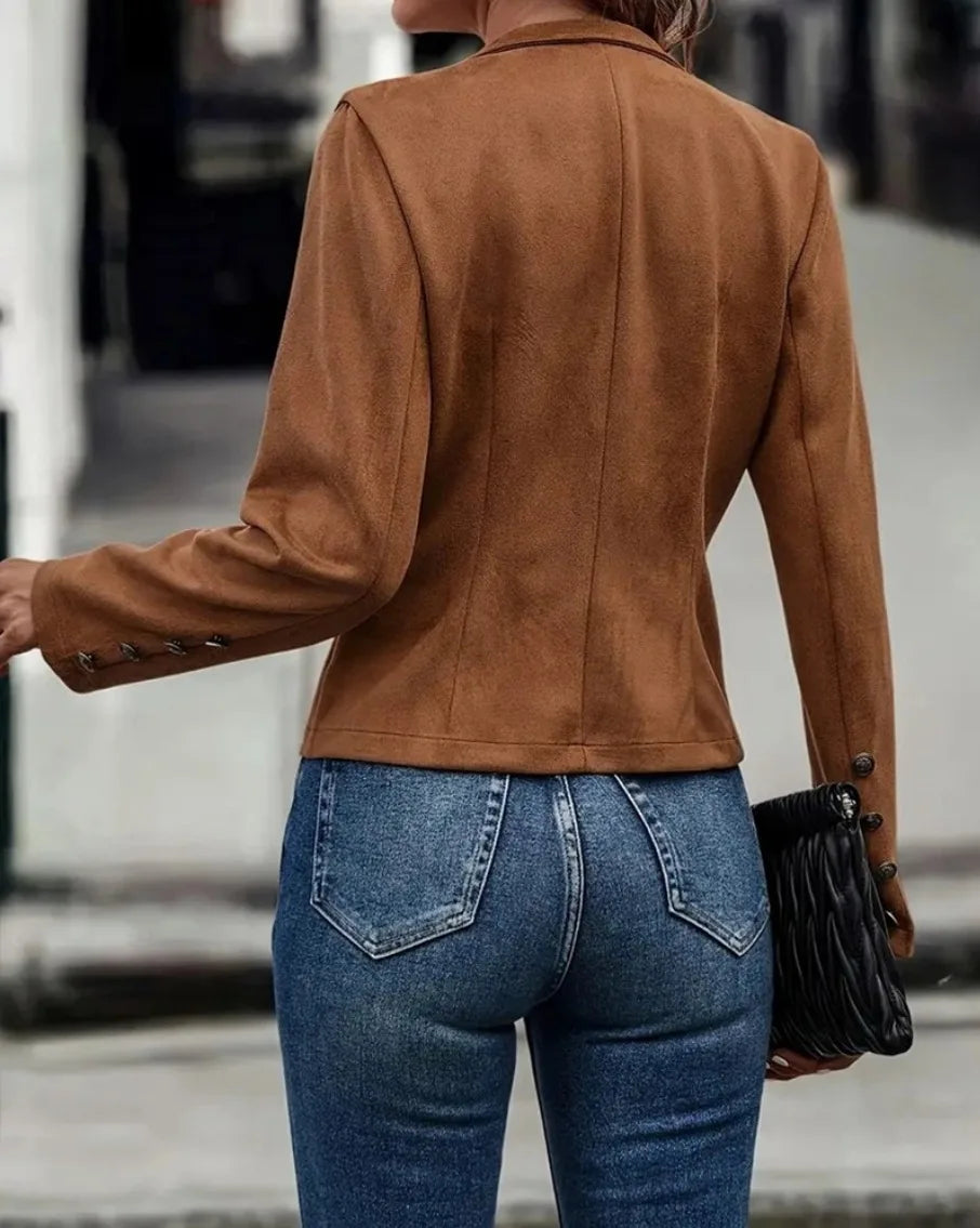 Chic Double-Breasted Black Coat