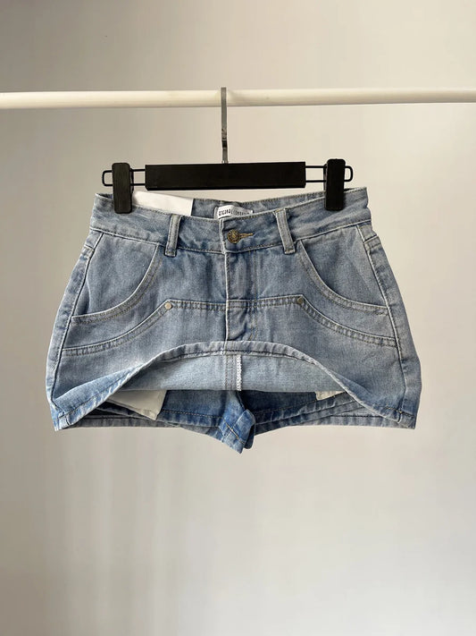 High Waist Denim Mini Skirt