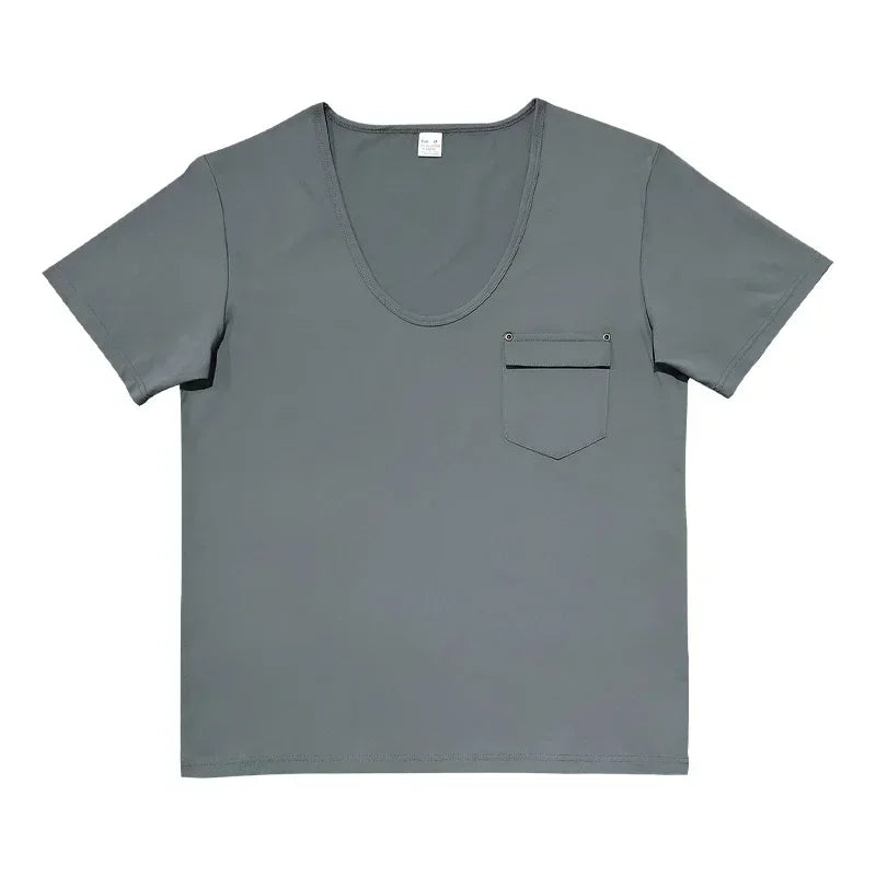 Men’s U-Neck Solid Casual T-Shirt