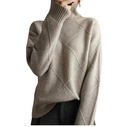High Collar Sweater  Pure Color Diamond