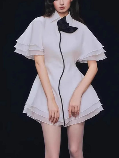 Butterfly Bloom Contrast A-Line Dress