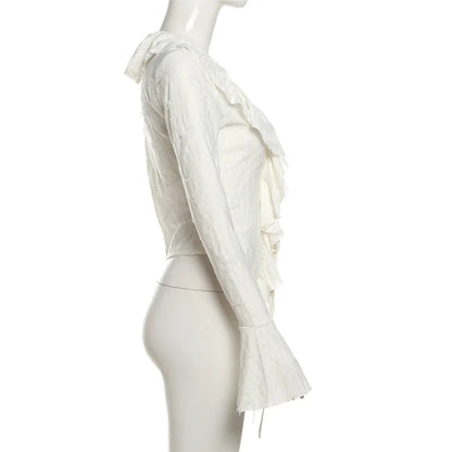 Ruffle Charm Irregular Street Blouse