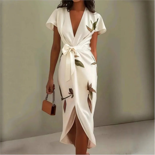 V-Neck Bodycon Office Dress