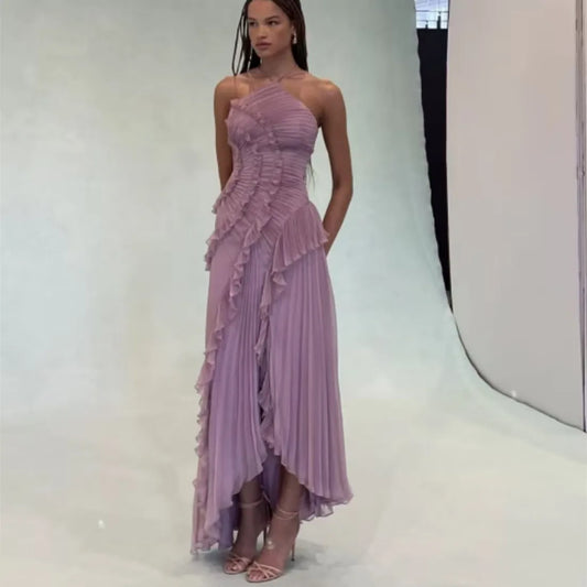 Ruffled Elegance Backless Y2K Party Dress