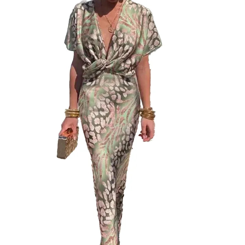 Boho Elegance V-Neck Dress