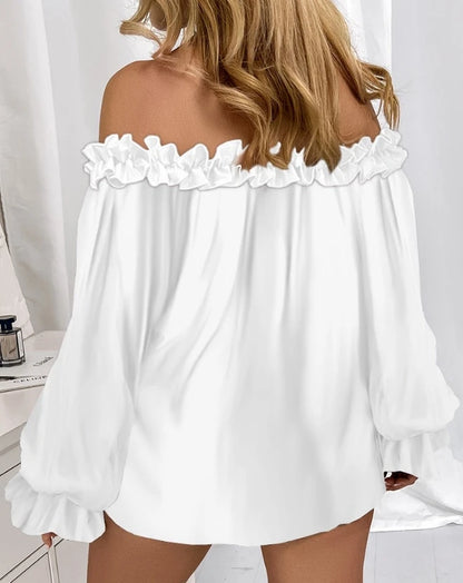 Ruffle Edge Long Sleeve Blouse
